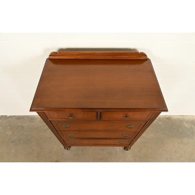 Berkey & Gay Style Antique French Regency Louis XVI Walnut Highboy Dresser, Circa 1930s - Image 7