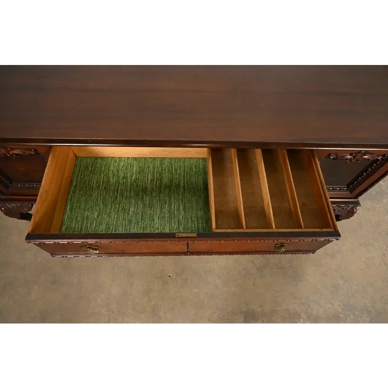 Berkey & Gay Style Chippendale Carved Mahogany Sideboard or Bar Cabinet, Circa 1920s - Image 7