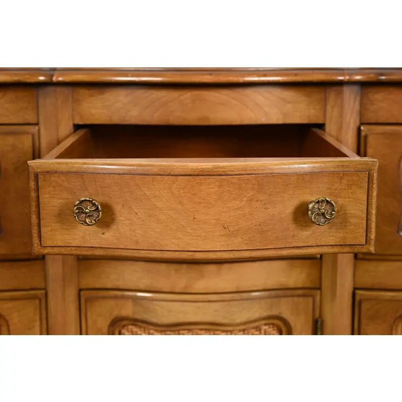 French Provincial Louis XV Carved Fruitwood Triple Dresser by Fancher Furniture, Circa 1960s - Image 7