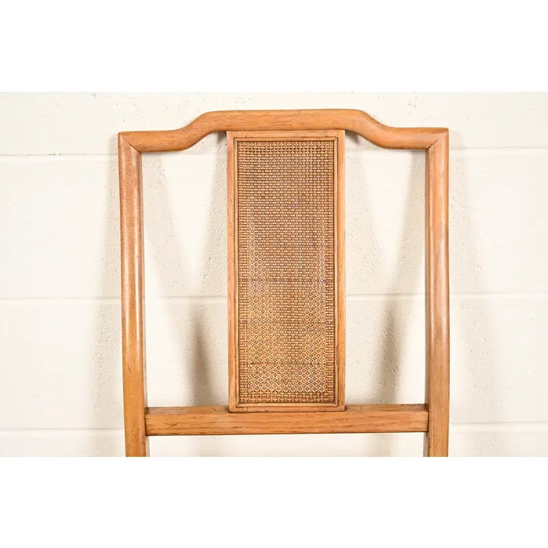 Henredon Style Mid-Century Hollywood Regency Carved Walnut and Cane Dining Chairs, Set of Four - Image 7