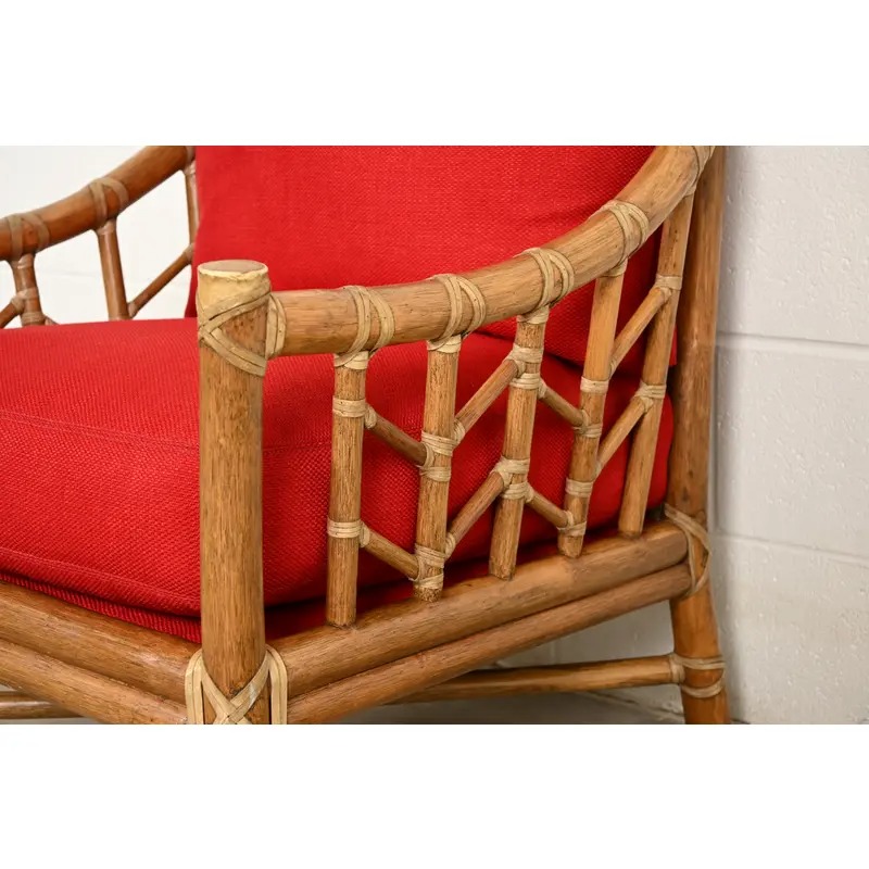 McGuire Mid-Century Hollywood Regency Bamboo Rattan Lounge Chair - Image 7