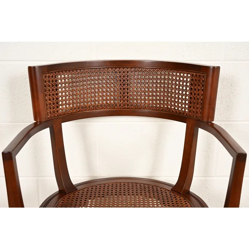 Michael Taylor for Baker Furniture Klismos Cherry Wood and Cane Armchair, Newly Refinished - Image 6