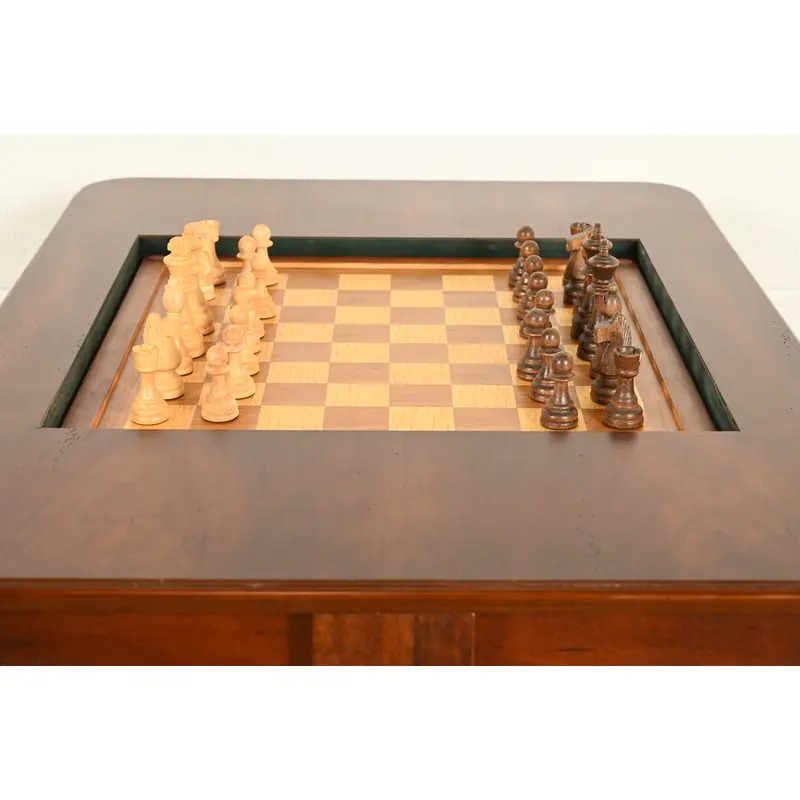 Baker Furniture Style American Empire Carved Mahogany Game Table or Occasional Table, Circa 1970s - Image 8
