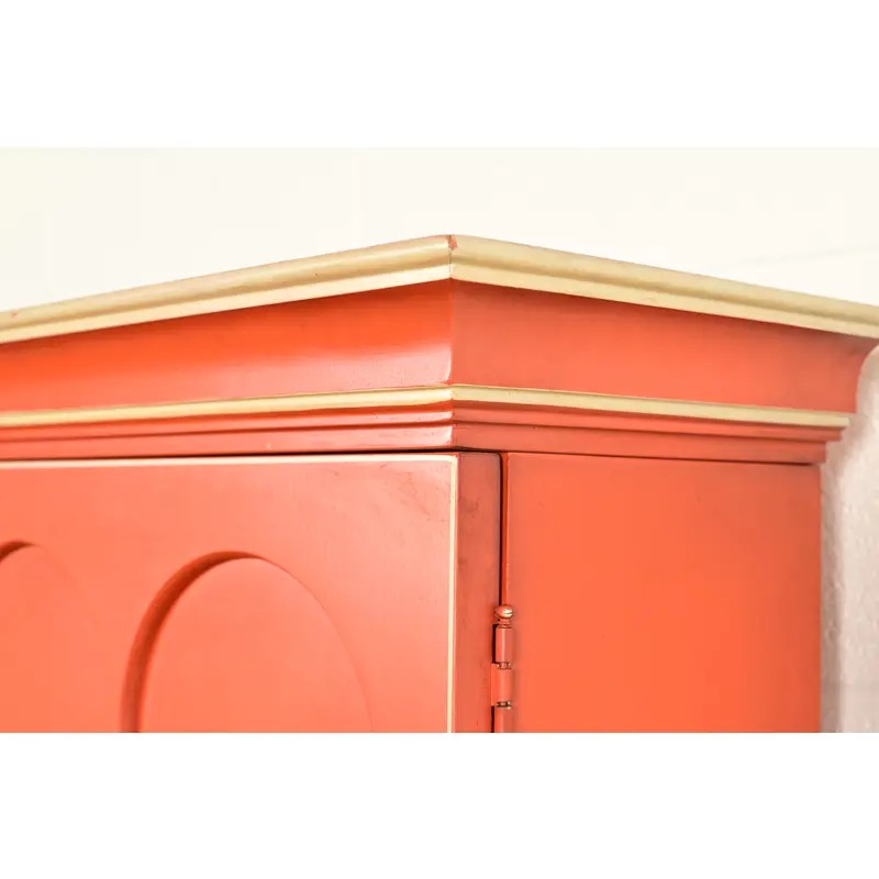 Baker Furniture Style Georgian Red Lacquered Bureau With Drop Front Secretary Desk, Circa 1970s - Image 8