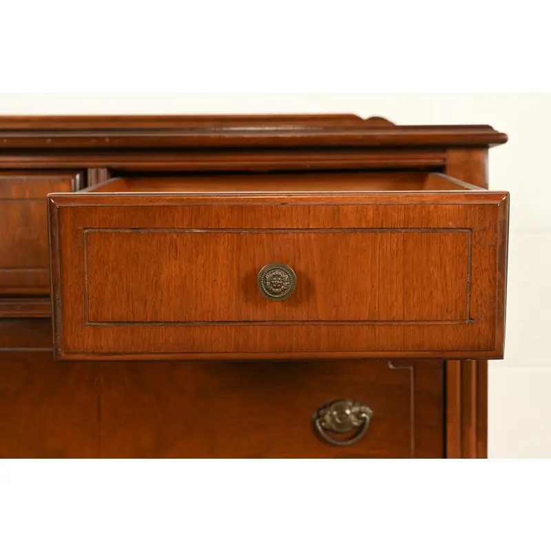 Berkey & Gay Style Antique French Regency Louis XVI Walnut Highboy Dresser, Circa 1930s - Image 8