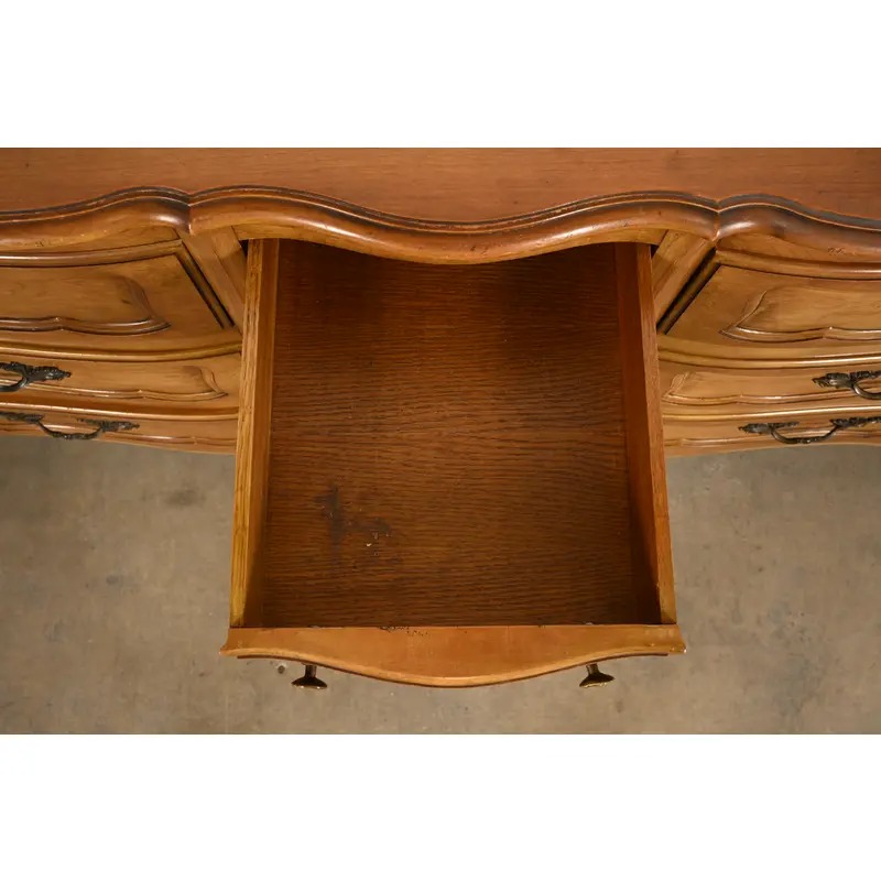 French Provincial Louis XV Carved Fruitwood Triple Dresser by Fancher Furniture, Circa 1960s - Image 8