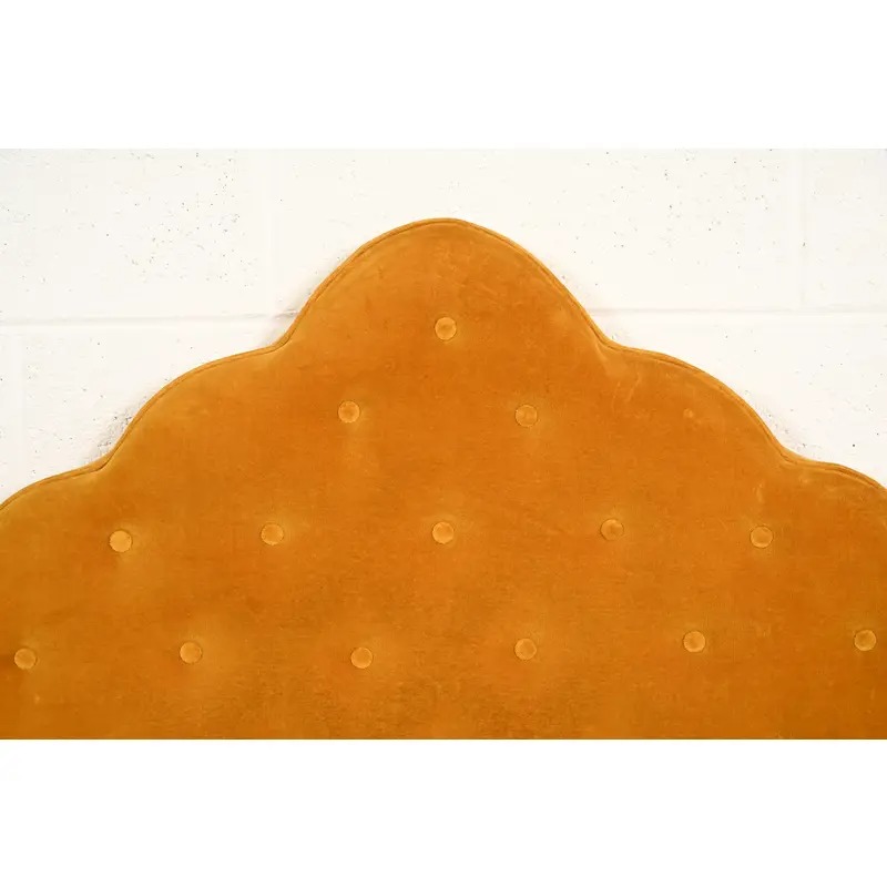 Grosfeld House Style Mid-Century Hollywood Regency Tufted Velvet Upholstered Twin Headboards, Pair - Image 8