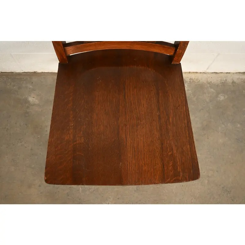 Limbert Style Antique Mission Oak Arts & Crafts Side Chairs or Dining Chairs, Pair - Image 8