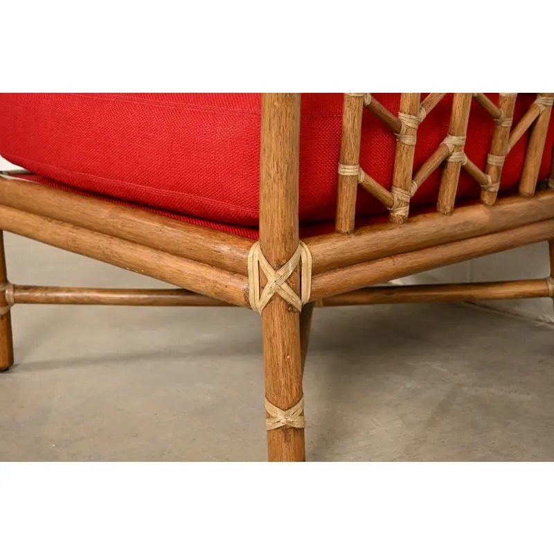 McGuire Mid-Century Hollywood Regency Bamboo Rattan Lounge Chair - Image 8