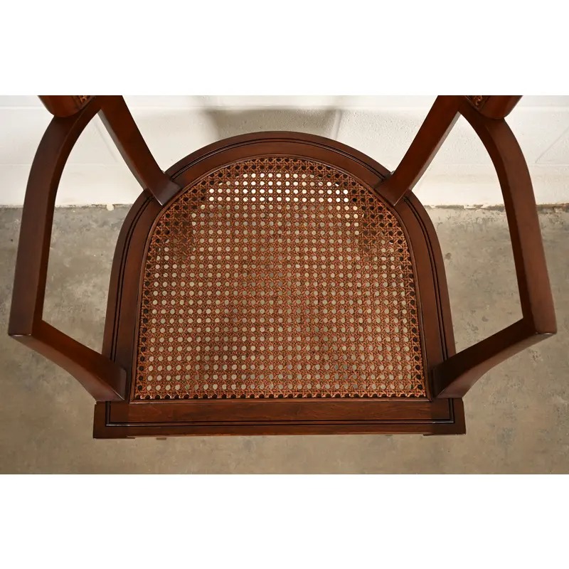 Michael Taylor for Baker Furniture Klismos Cherry Wood and Cane Armchair, Newly Refinished - Image 7