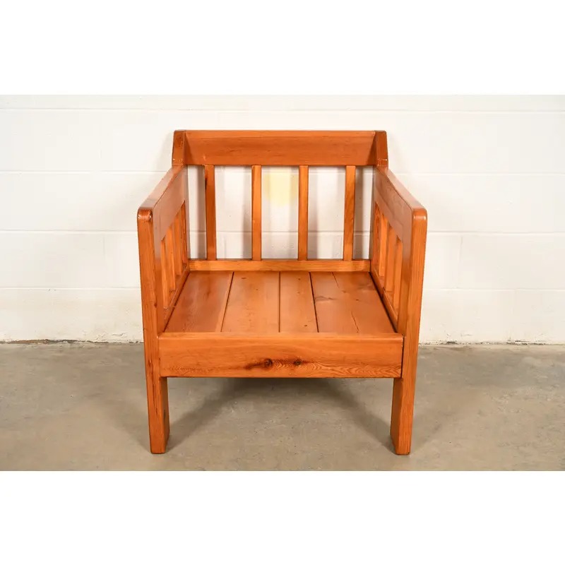 Mid-Century Modern Knotty Pine Lounge Chair With Southwest Upholstery, Circa 1960s - Image 8