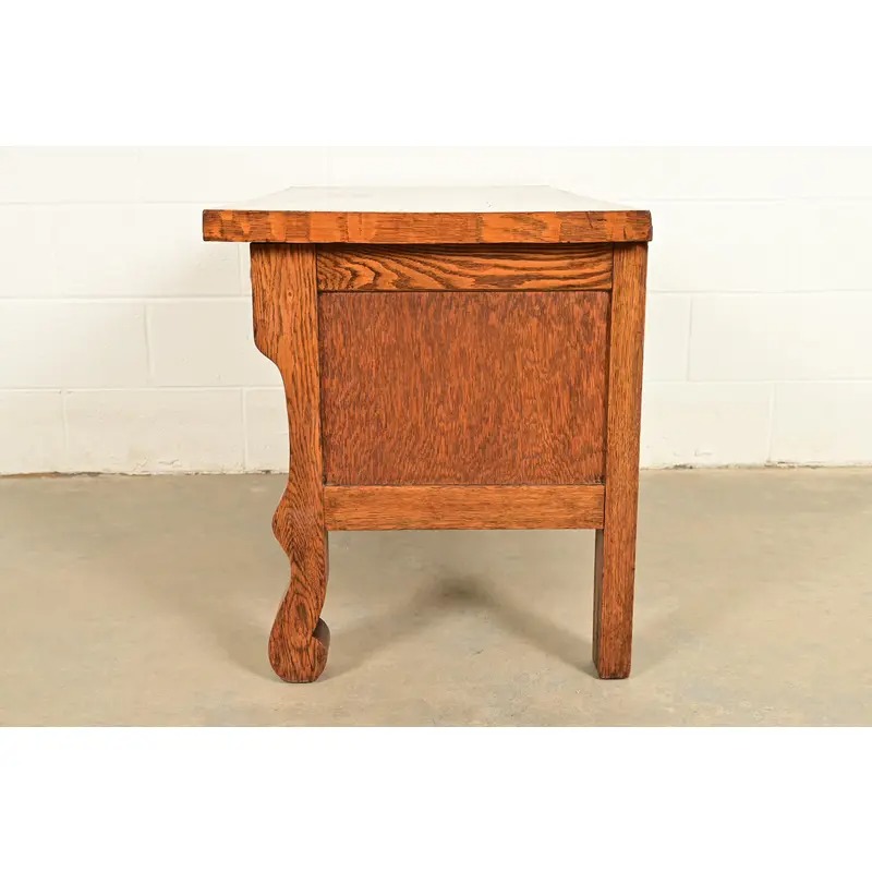 Antique American Empire Carved Tiger Oak Lowboy Dresser, Circa 1900 - Image 9