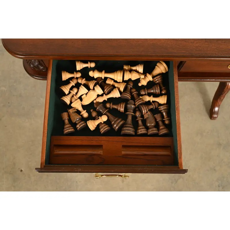 Baker Furniture Style American Empire Carved Mahogany Game Table or Occasional Table, Circa 1970s - Image 9