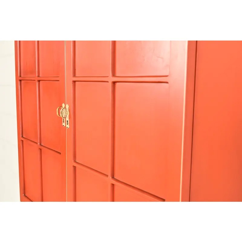 Baker Furniture Style Georgian Red Lacquered Bureau With Drop Front Secretary Desk, Circa 1970s - Image 9