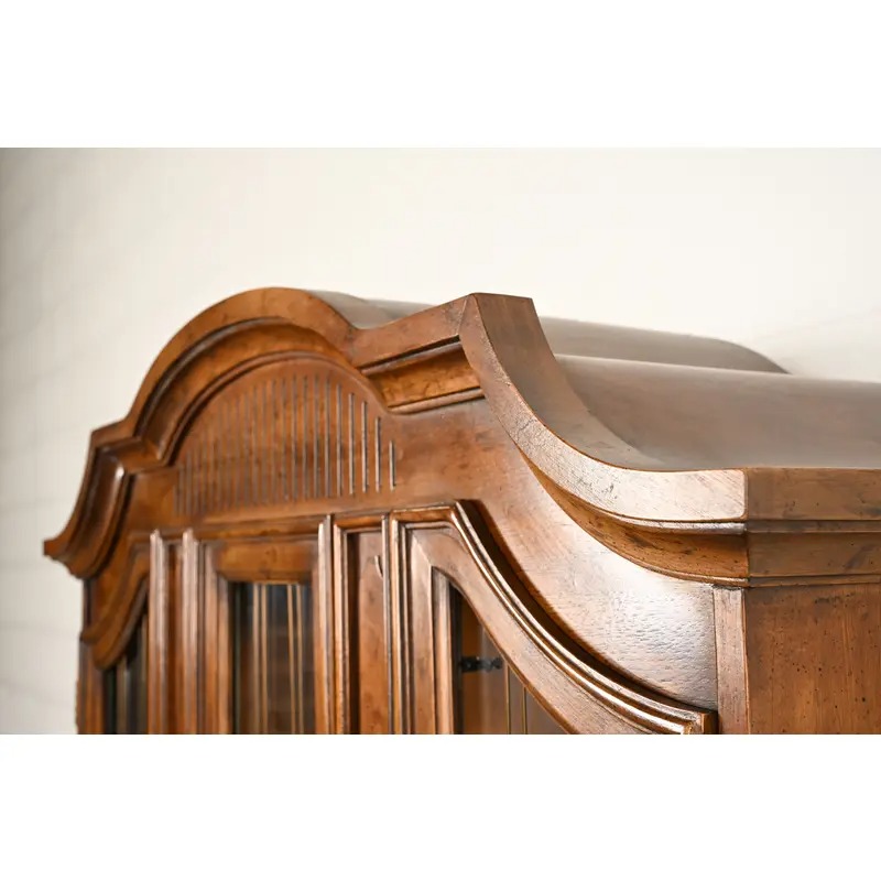 Drexel French Regency Louis XVI Carved Burled Walnut Lighted Breakfront Bookcase Cabinet, Circa 1960s - Image 8