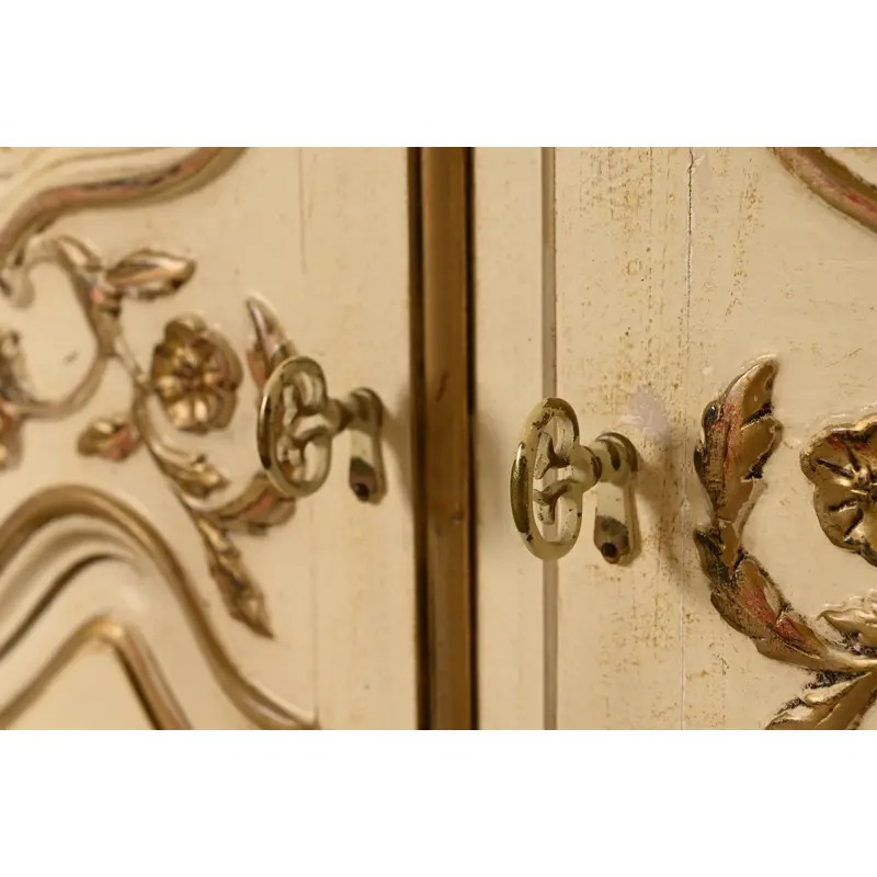 Henredon French Provincial Louis XV Cream Lacquered Armoire Dresser or Gentleman's Chest, Circa 1960s - Image 9