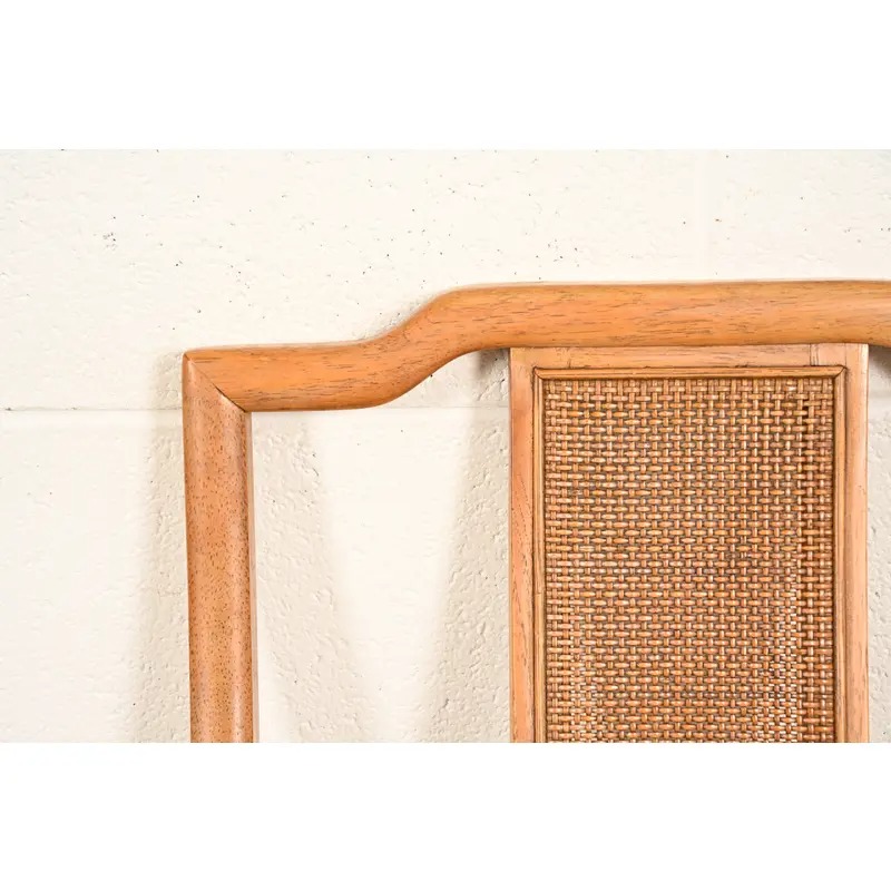 Henredon Style Mid-Century Hollywood Regency Carved Walnut and Cane Side Chairs or Dining Chairs, Pair - Image 9