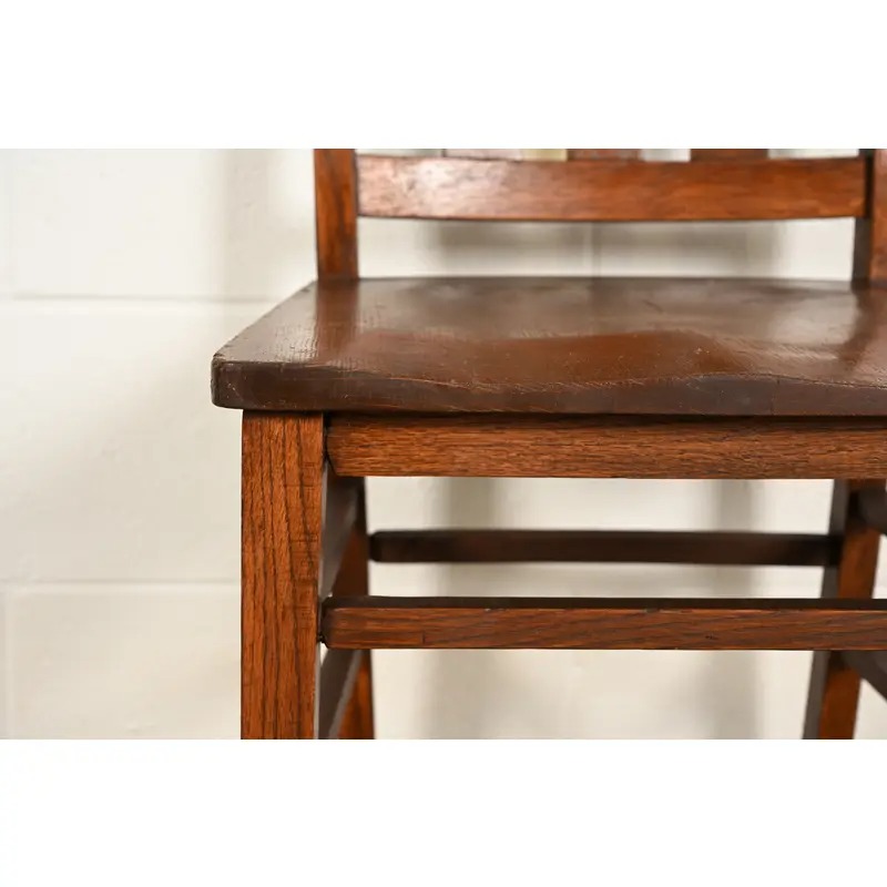 Limbert Style Antique Mission Oak Arts & Crafts Side Chairs or Dining Chairs, Pair - Image 9