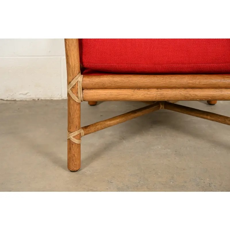 McGuire Mid-Century Hollywood Regency Bamboo Rattan Lounge Chair - Image 9