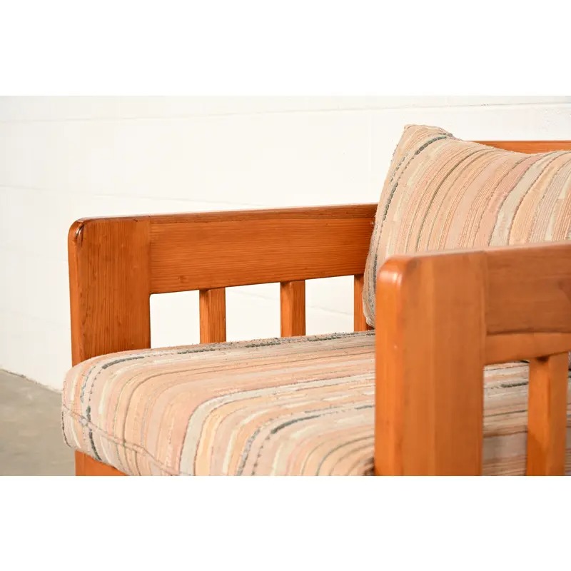 Mid-Century Modern Knotty Pine Lounge Chair With Southwest Upholstery, Circa 1960s - Image 9