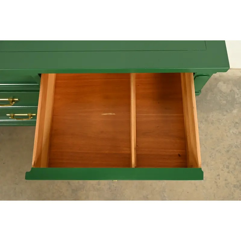 White Furniture French Regency Louis XVI Green Lacquered Dresser or Credenza, Newly Refinished - Image 9