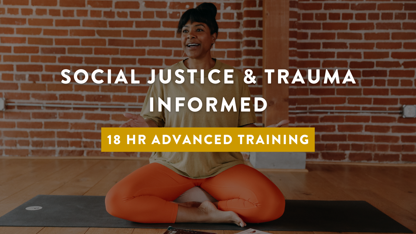 yoga teacher in advanced training about social justice and trauma informed practice
