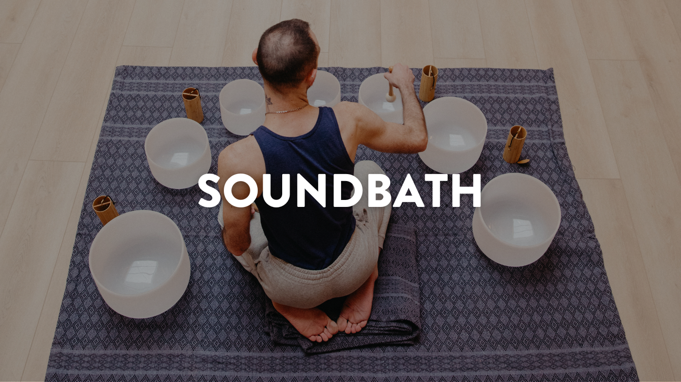 Yoga instructor using crystal alchemy bowls in relaxing sound bath east hollywood la