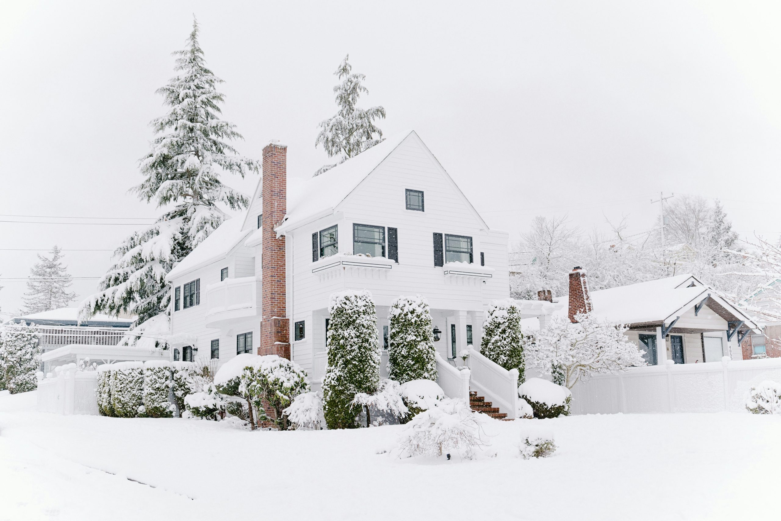 white house on a snowy day