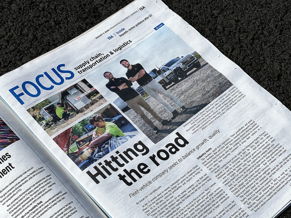 Coltrain Onsite Fleet Care was reported on by the Indianapolis Business Journal, covering it's first year of rapid, controlled growth.
