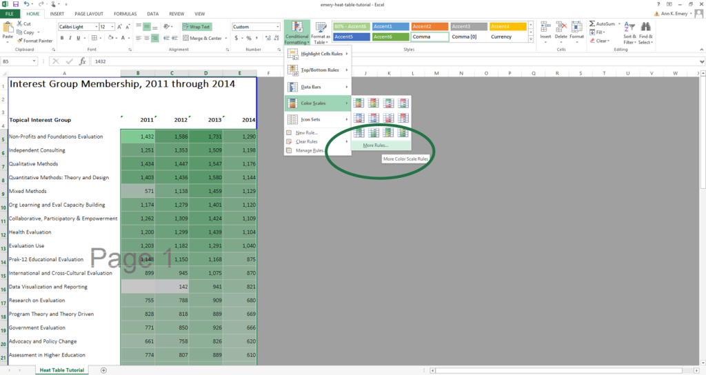 Heat Table Tutorial in Microsoft Excel by Ann K. Emery