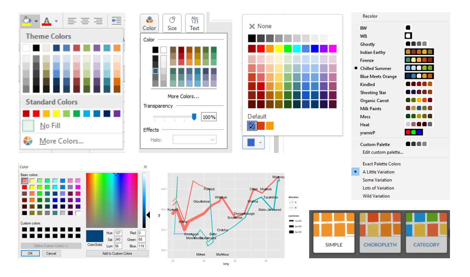 Avoid this: the software program's default color palette.