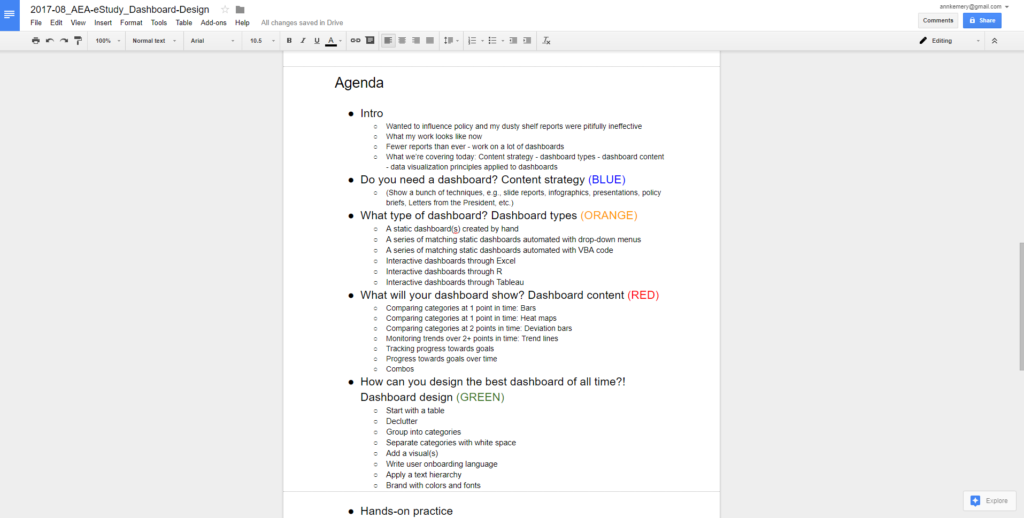 Ann K. Emery suggests outlining every presentation before sitting down to create any slides or handouts. Your goal is to organize your jumbled thoughts into a few clear sections, or chapters.