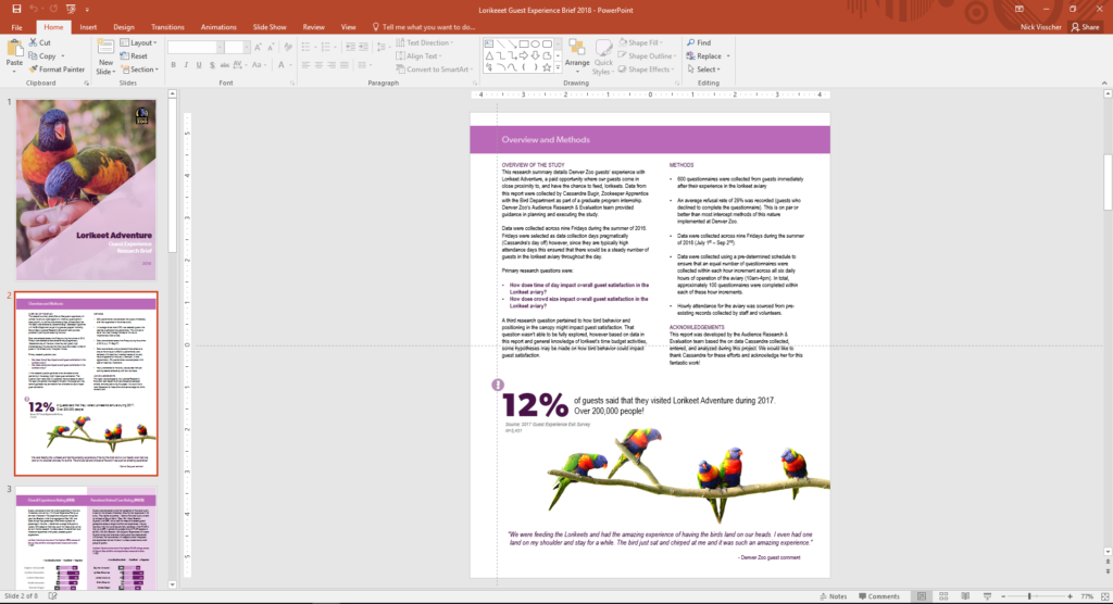 The second page of Nick Visscher's Lorikeet Adventure report