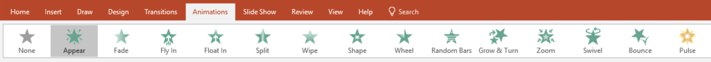 You can achieve the storyboarding appearance with your slideshow’s built-in animation features. Just use the least distracting option, like Appear, rather than having bullet points fly in and do cartwheels across the screen.