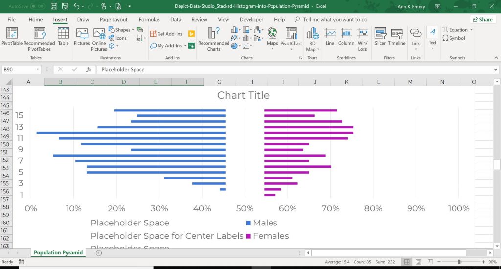 Re-size the graph as needed. I made the graph much larger so that it would fill a slide.