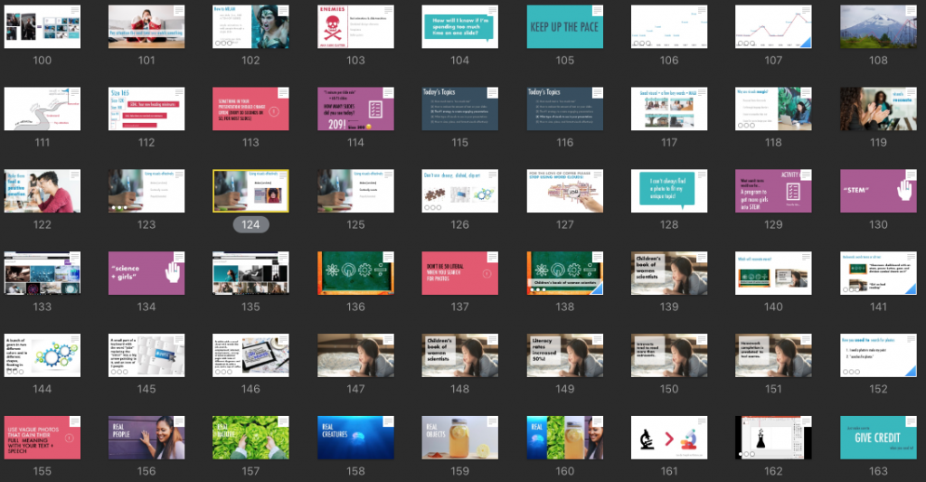 A screenshot of Echo Rivera's "after" slides, which are intentional and customized.