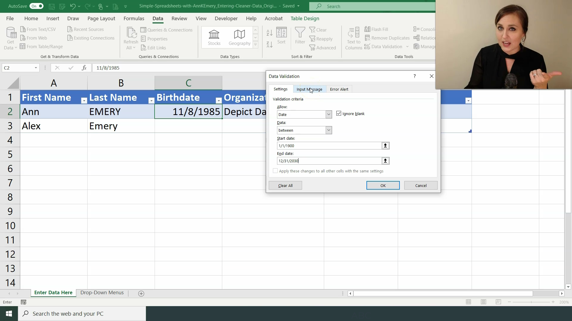Step 4. Add Data Validation