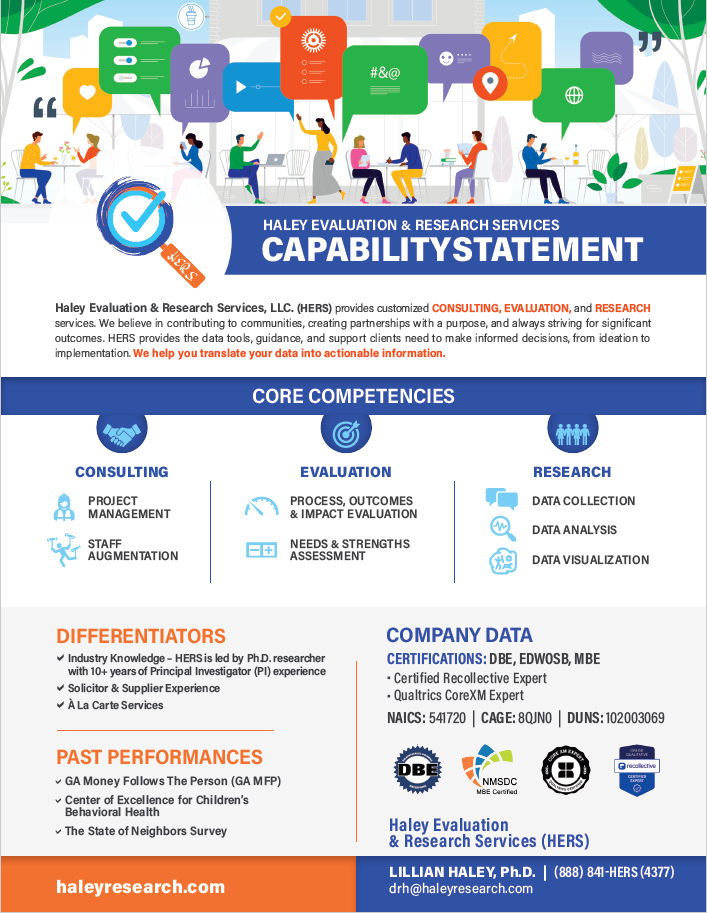 Using skills learned in Depict Data Studio courses, Lillian Haley transformed her company's capability statement.