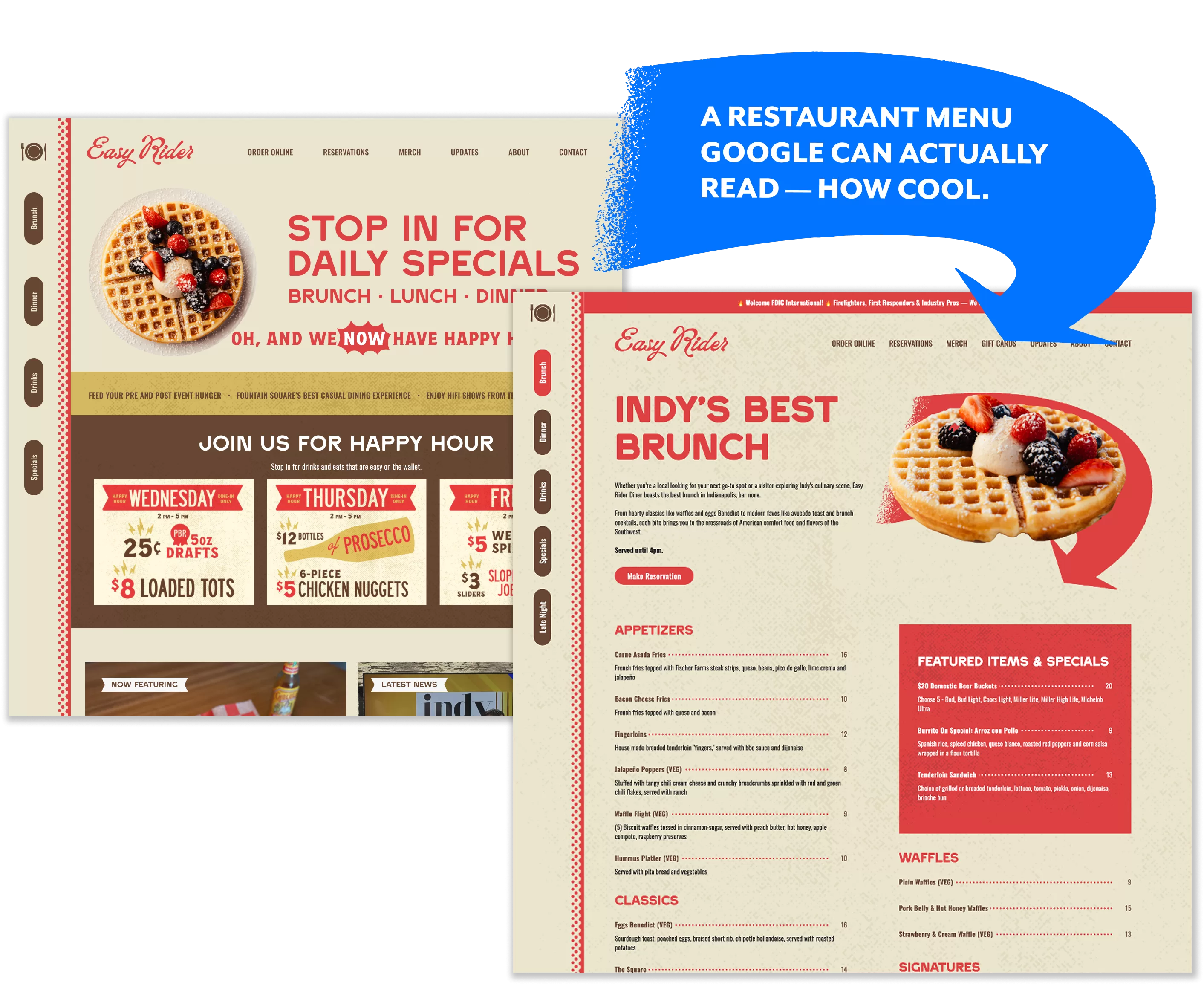 Customer restaurant website design
