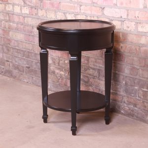 Baker Furniture French Regency Black Lacquered Tea Table, Newly Refinished