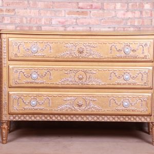 French Regency Louis XVI Gold Gilt Three-Drawer Dresser or Commode