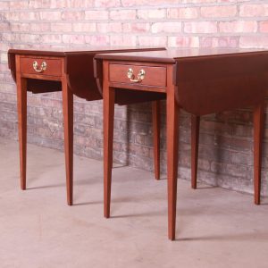 Stickley Federal Solid Cherry Wood Pembroke Tea Tables, Newly Refinished