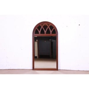 Vintage Ethan Allen Palladian Style Mahogany Arched Wall Mirror