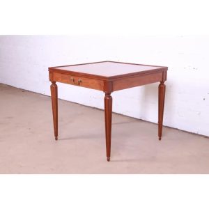 Baker Furniture French Regency Louis XVI Cherry and Burl Wood Tea Table