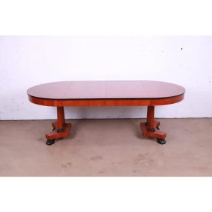 Baker Furniture Neoclassical Cherry Wood Extension Dining Table, Newly Refinished