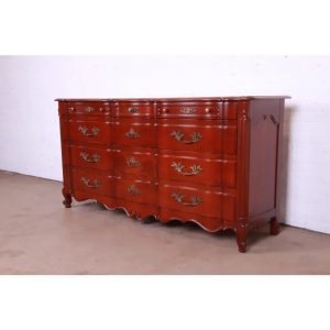 John Widdicomb French Provincial Louis XV Solid Cherry Wood Dresser, Newly Refinished