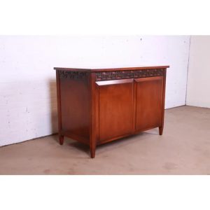 Nancy Corzine Regency Style English Walnut Buffet Server or Bar Cabinet