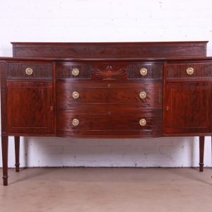 Antique French Regency Louis XVI Style Carved Mahogany Sideboard or Bar Cabinet, Newly Refinished