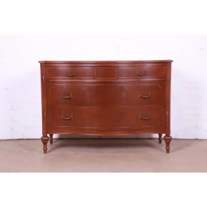 Antique Widdicomb French Regency Louis XVI Burled Walnut Bow Front Dresser, Circa 1920s