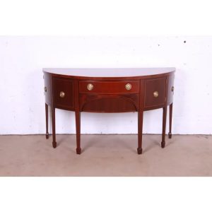 Baker Furniture Federal Inlaid Mahogany Demilune Sideboard Credenza, Newly Refinished